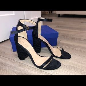 Stuart Weitzman Size 9.5 Navy Blue Block Heel Sandal